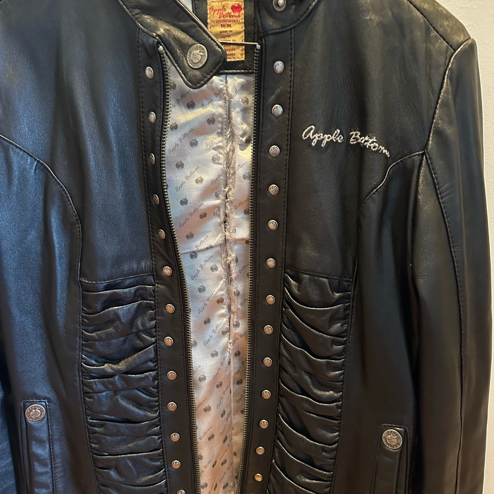 Apple Bottom Black Leather Jacket